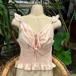 Light Pink and white tank/ over the shoulder